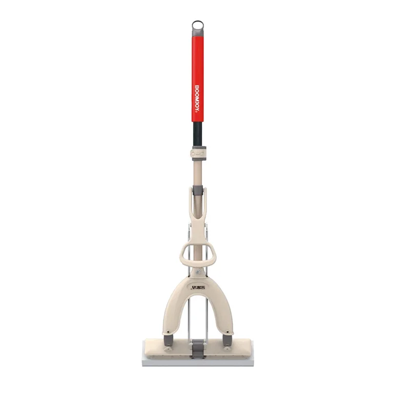 

BOOMJOY J12 clean pva sponge folding flat squeeze floor mop, Beige+red