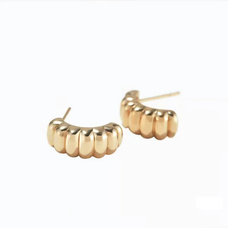 

High End 18K Gold Plated Retro Hoop Earrings for Women Stainless Steel Earrings Wholesale