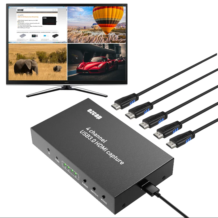 

ezcap264 4 in 1 HDMI Capture Live USB3.0 full HD video capture card with live streaming multi camera capture live box