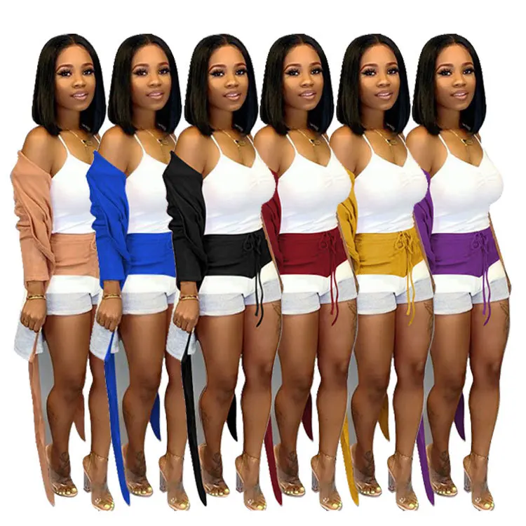 

Women's short sets casual wear women's sets cute sexy cardigan shorts two-piece set women's