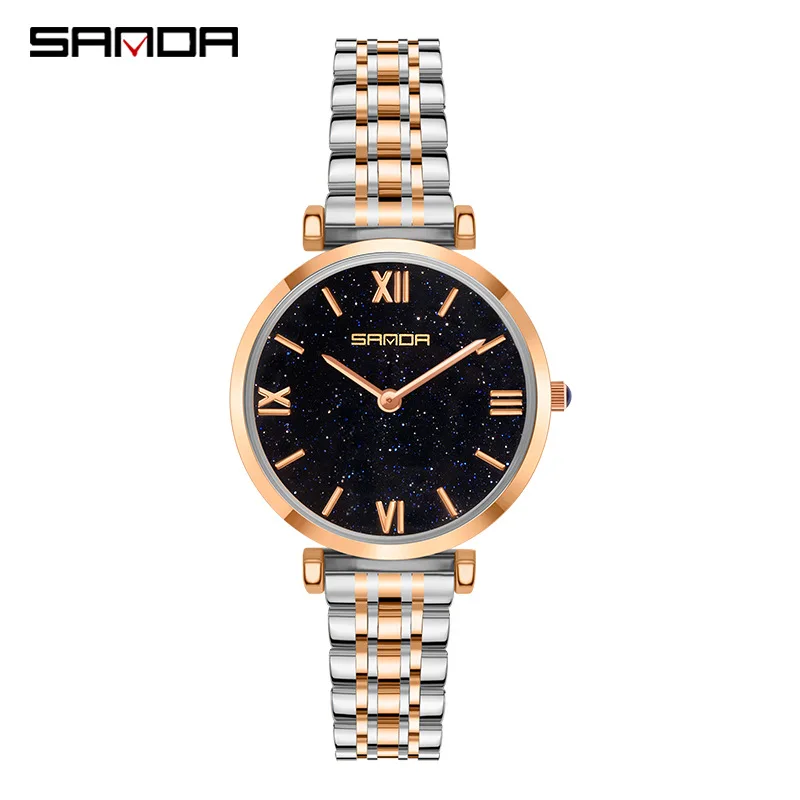 

2021 Ladies Gift Fashion Starry Sky Buckle Mesh Belt Watch Casual Quartz Shining Star Point Analog Watch