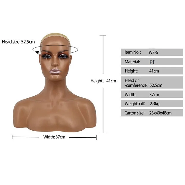 

Popular wig display mannequin head with shoulder America female mannequin head for wig, Light skin & dark skin