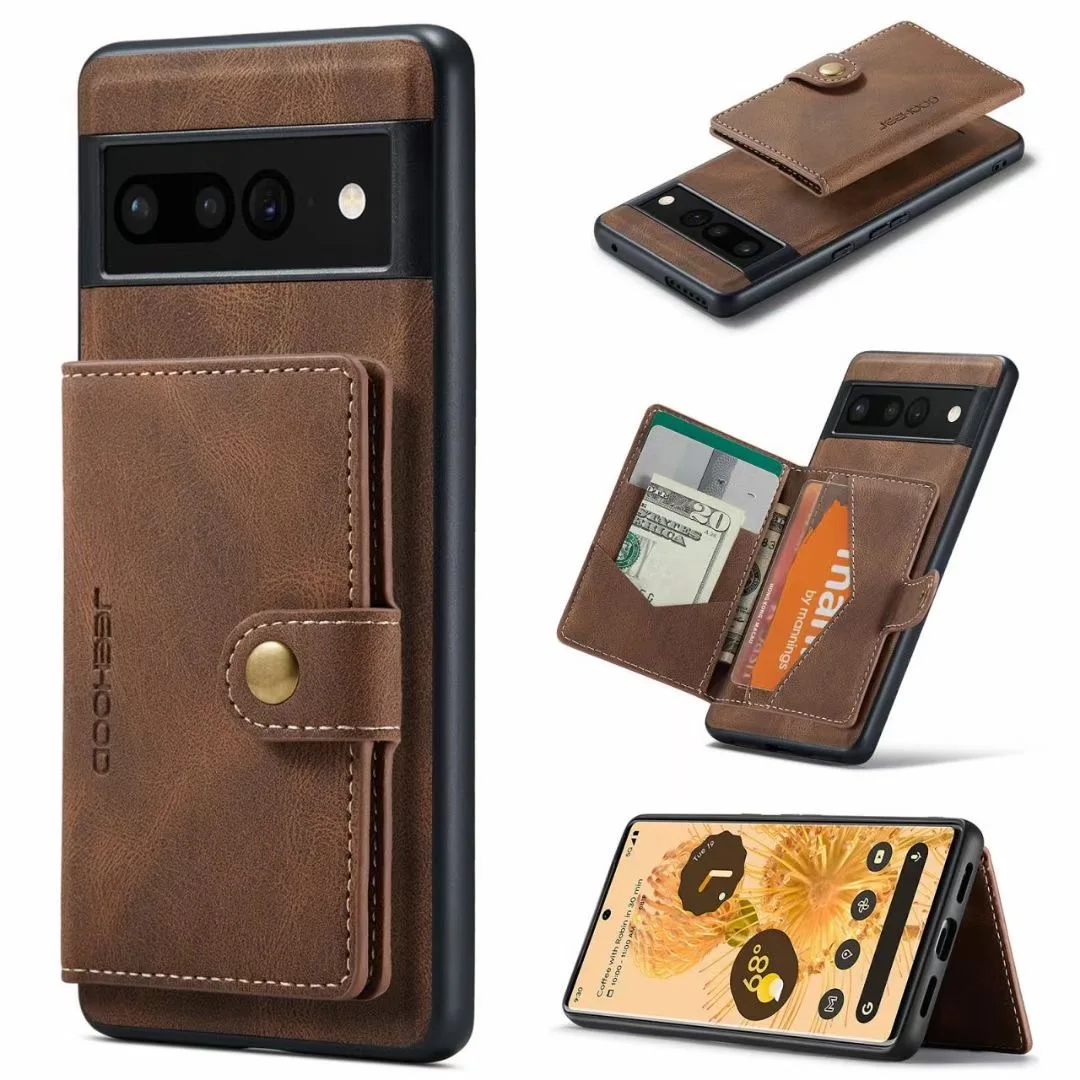 

Luxury 2 in 1 Magnetic Case Leather Wallet Phone Cover For Google Pixel 8 Pro Pixel 7 6 Shockproof Card Bag