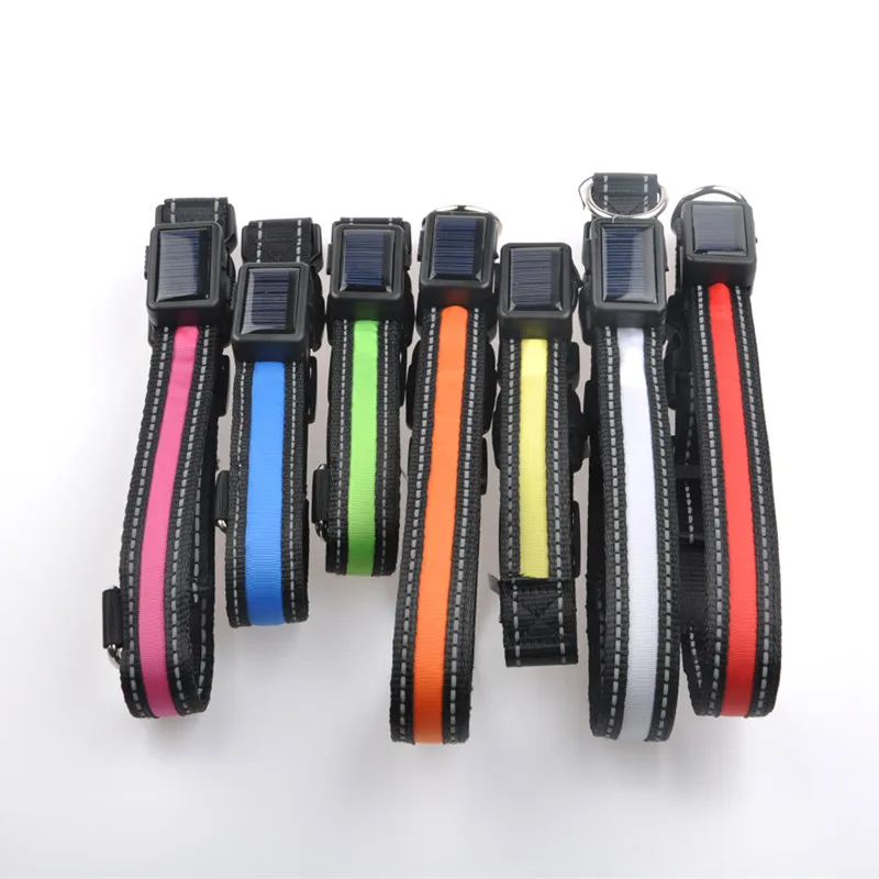 

2022 Fashion Pet USB Rechargeable LED Flashing Dog Collar Solar Battery Charging LED Dog Collar