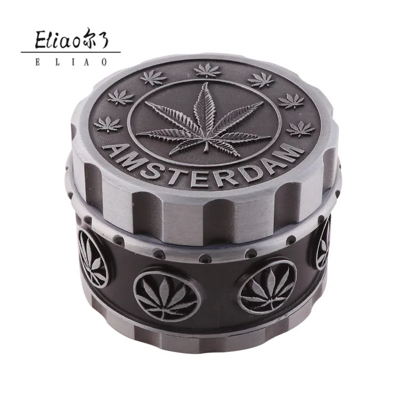 

YiWu Erliao New Popular 63mm Grinder Tobacco High Grade Factories Tobacco Drop Shipping Zinc Alloy Grinder 4 Piece, Picture shown