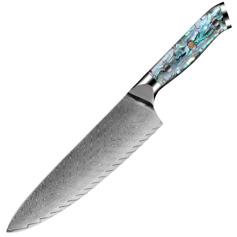 

8 "Damascus Steel Knife Chef's Knife Chopping Knife Abalone shell handle