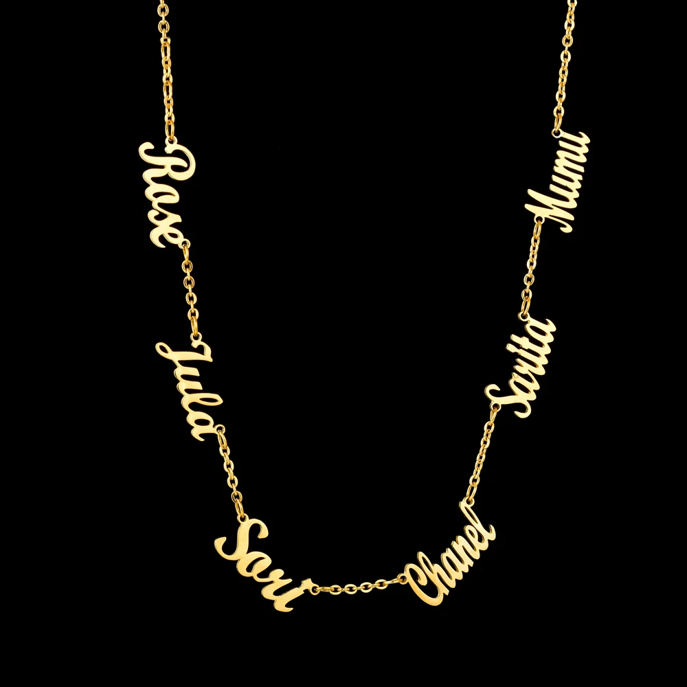 

Custom Jewelry Chain Pendant Name Gold Necklace Women Stainless Steel Gifts Multiple Personalized Name Necklaces, Multiple name necklace