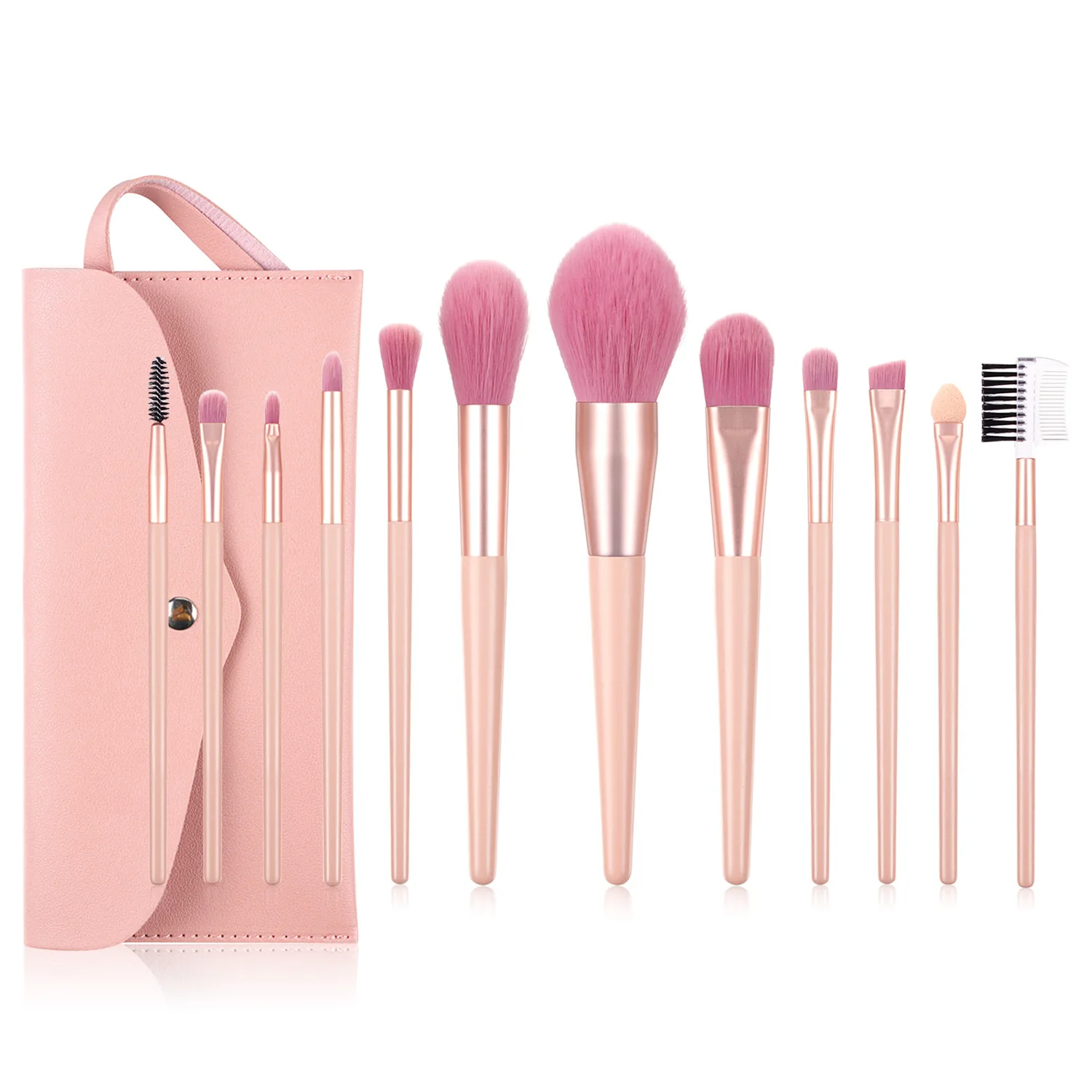 

12 Pcs Aluminum Tube Nylon Wool Organizers Custom Professional Makeup Brush Set
