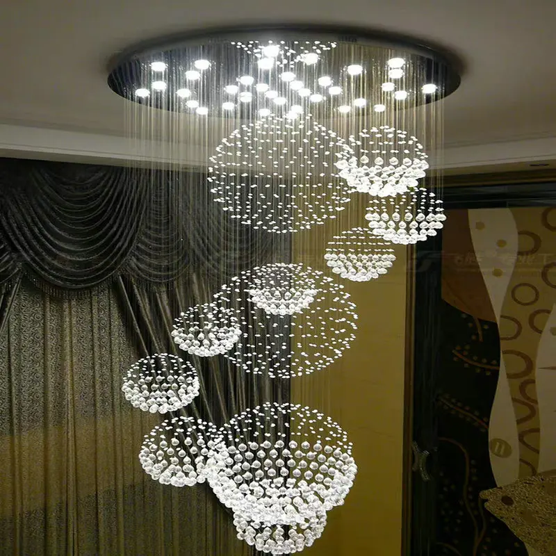 Luxury Creative LED Crystal Customized Chandeliers Villa Stairs Lamp Modern Pendant Lights