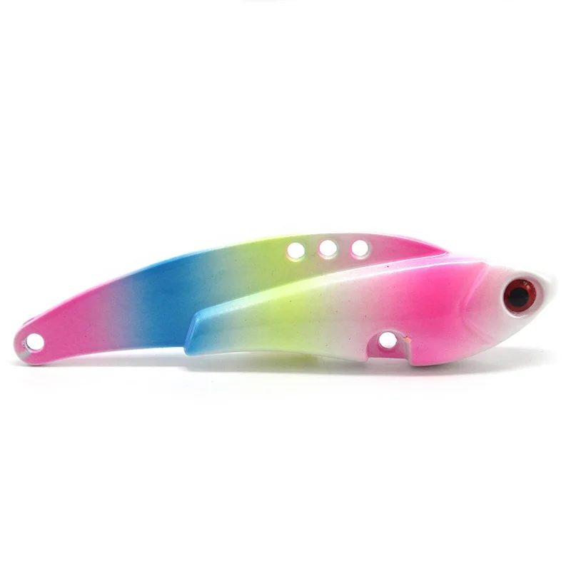 

Wholesale in stock big gram heavy metal VIB fishing vib lure hard bait with feather blood hook, 6 colors