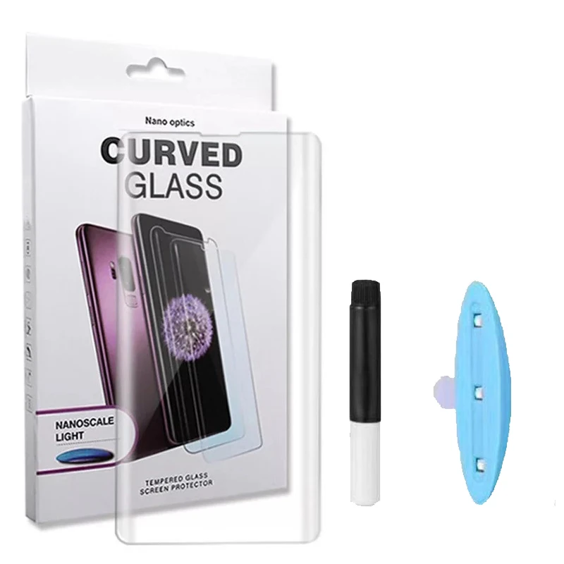 

For Samsung S10 Note 10 Plus UV Nano Optics Curved Tempered Glass Liquid Full Glue Screen Protector For Huawei Mate 30 Pro, Transparent