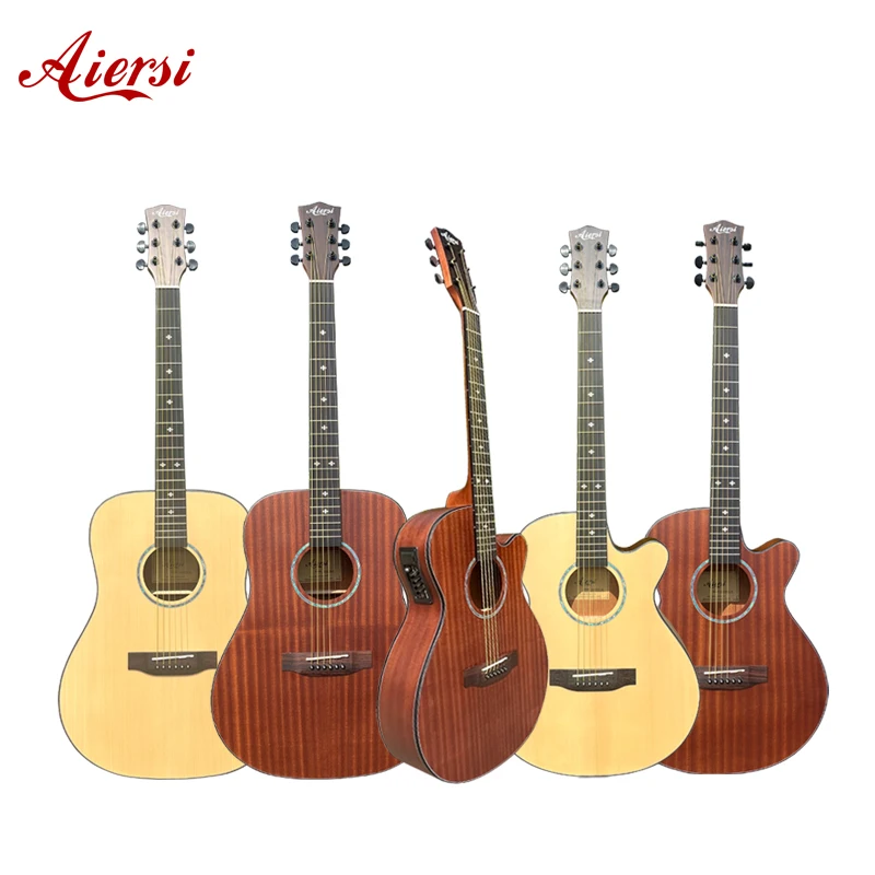 Wholesale Factory Price Aiersi Brand 40 or 41 Inch OM Dreadnought Style Steel String Acoustic Guitar Folk Musical Instrument