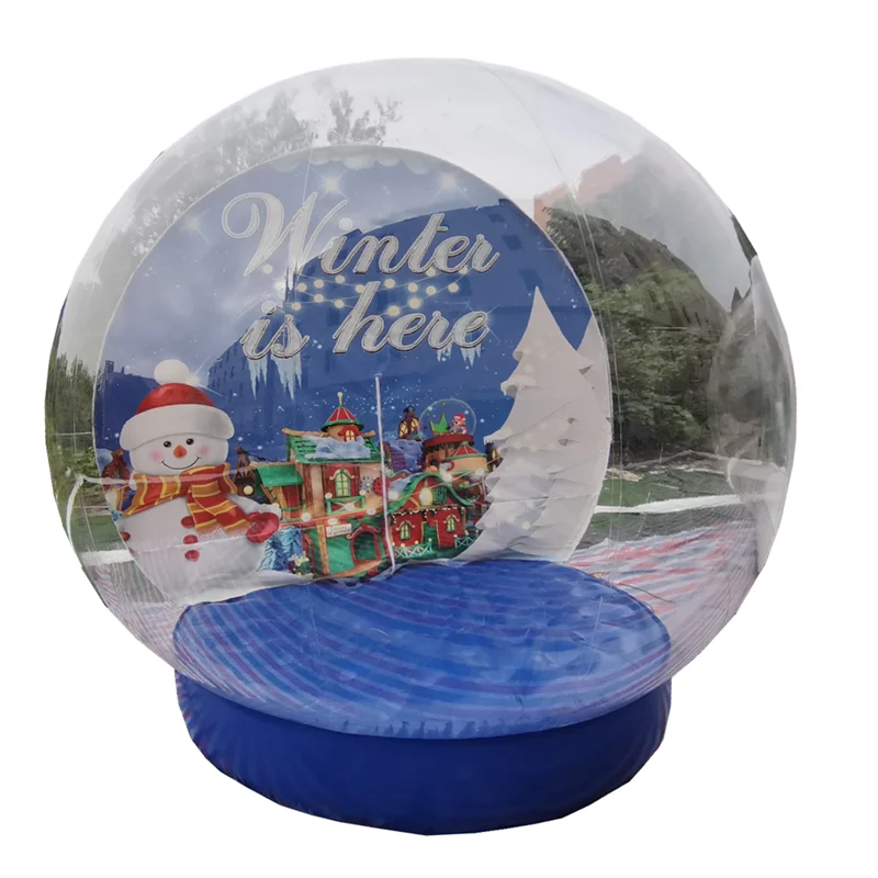 

Free shipping Easy Access Entrance Tunnel Human Size Dome Christmas Photo Inflatable Snow Globe, Clear and white , or customized