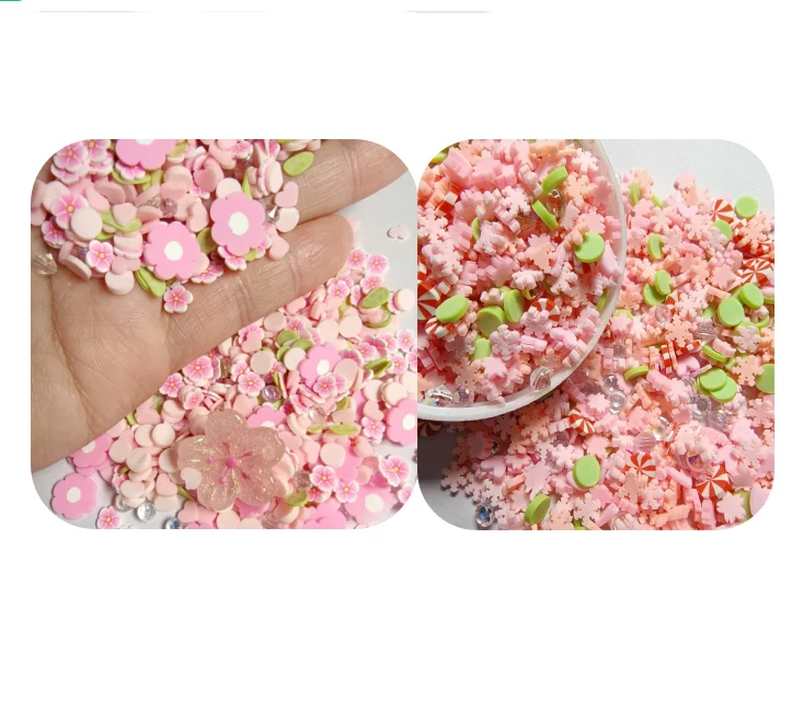 

500g Polymer Clay Cherry Blossoms Flower Mixed Diamond Green Slices Sprinkles for DIY Crafts Tiny Cute klei Mud Particles