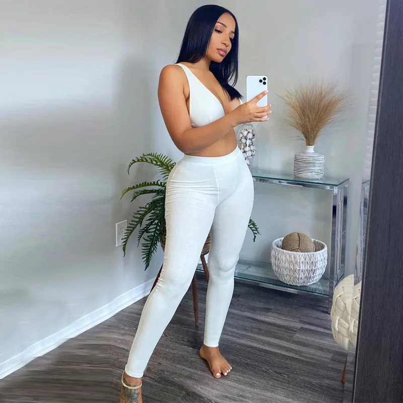 

Low Price 2021 Hot Selling Fashion Womens Crop Sexy Two Piece Pants Set