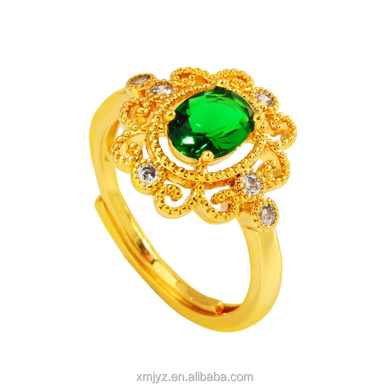 

Brass Gold-Plated Micro-Inlaid Yellow Sapphire Brave Opening Ring Women's Wholesale Jewelry Does Not Fade For A Long Time