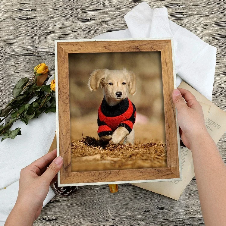 Two tone Natural paper wrap wooden picture frame for home decorative