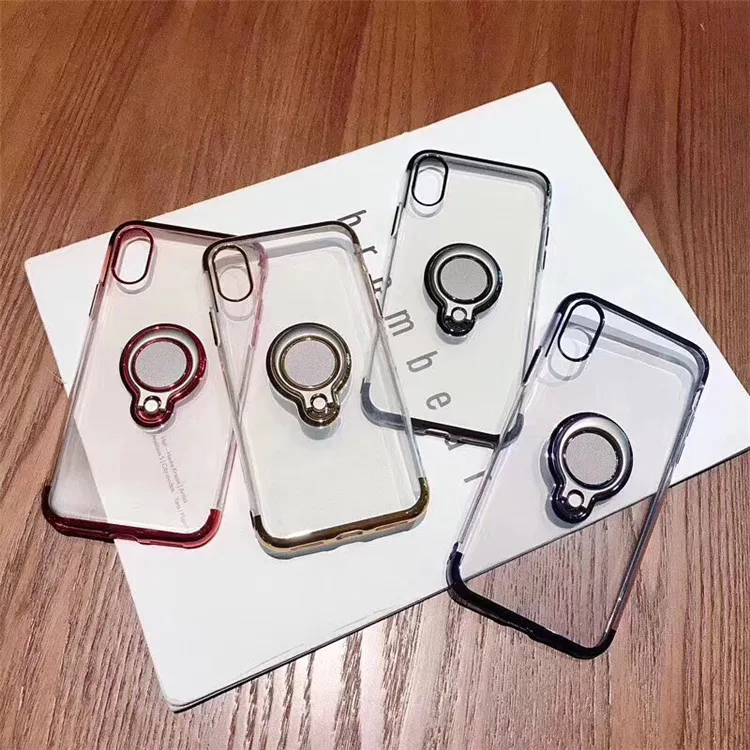 

Ultra Thin Electroplated Soft Tpu with 360 Degree Metal Rotation Ring Holder for iPhone X Xs Max XR 11 12 Pro Case, 5 colors