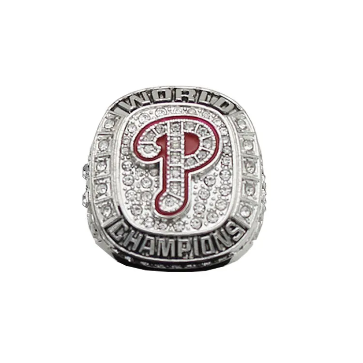 

Personalized High Quality Fashion Fans Design Silver Plated Alloy Baseball Philadelphia Phillies Championship Ring