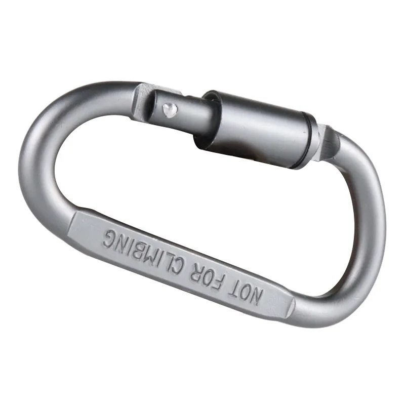 

Wholesale Outdoor Screw Lock Buckle D-Shaped Carabiner Hook Keyring Clip Camping Kits Sports Rope Buckle, Dark grey