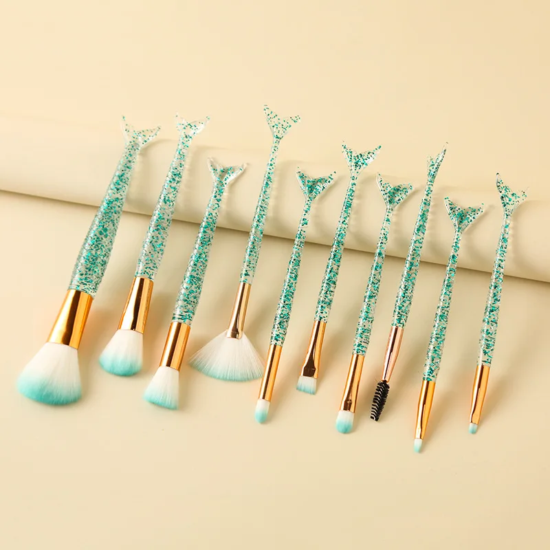 

Fishtail Scales Non-slip Cosmetic Brush 10PCS/Lot Dazzle Color Gradient Makeup Brush Tool Sets