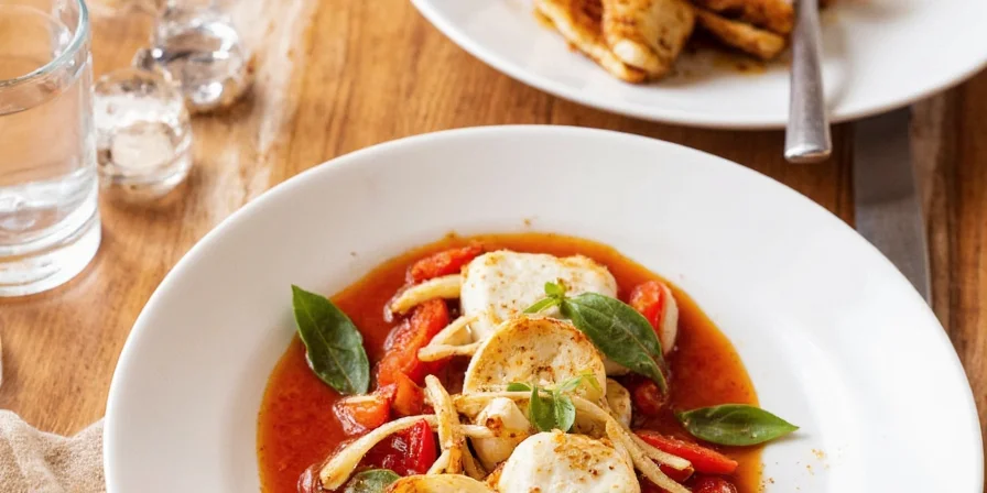 Step-by-step photos of marinating mozzarella
