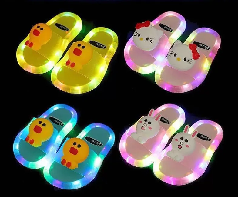 

Children Kids Light Manufacturer Led Flash Sandals Flip Flops Outdoor Smiling Face Flower Cartoon Cute Shoes Billowing Slippers, Picture