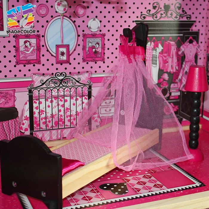 
Ready To Ship pink wooden simulation baby doll house with low price W06A101 