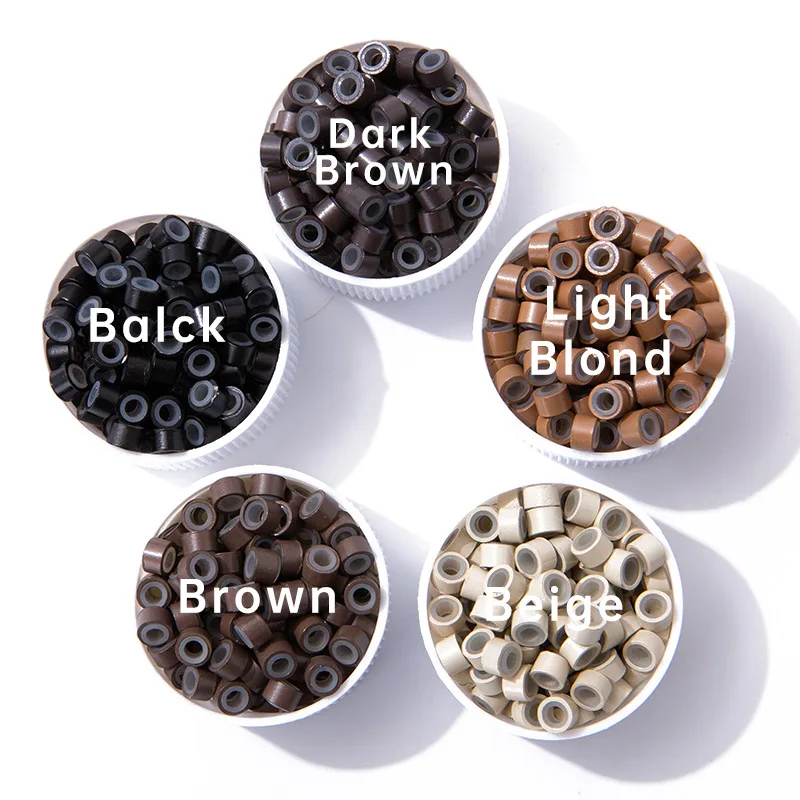 

MYSURE micro ring hair extensions beads micro keratine beads weft hair extensions microlink beads hair extension tool, Blonde, black, brown