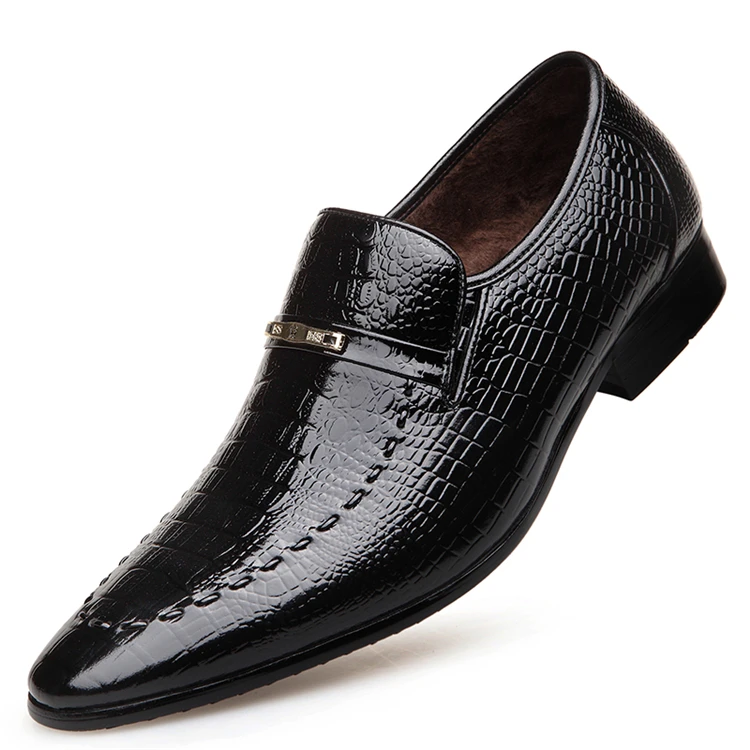 

High quality fashion classic men plus velvet leather fish pattern flat dress shoes for me