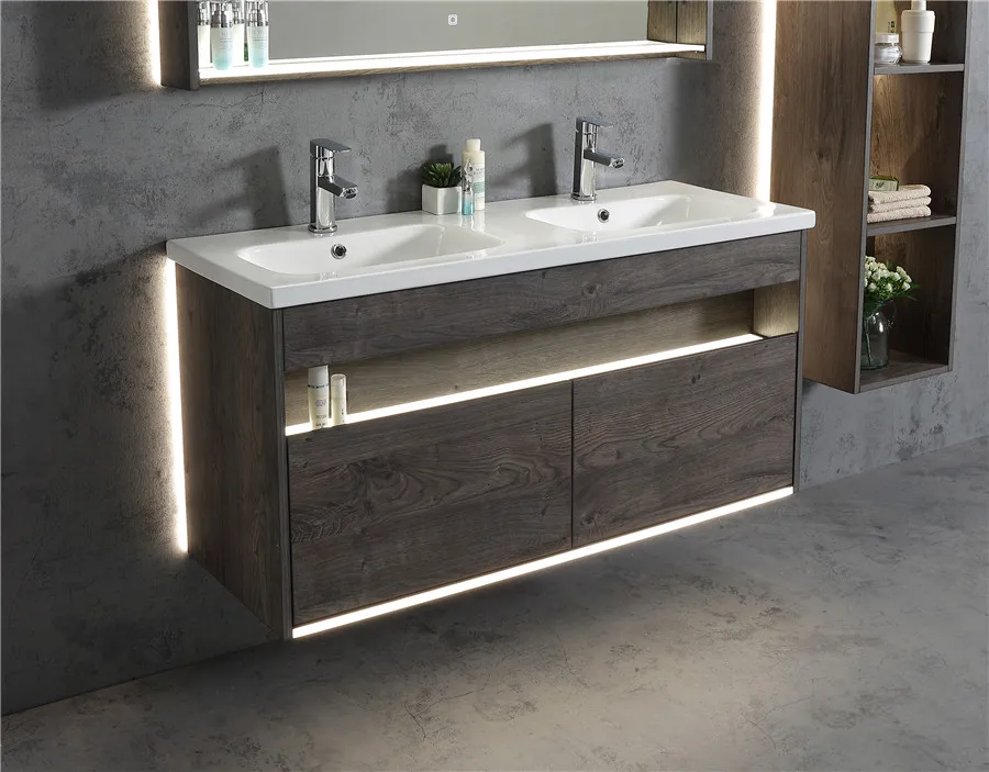 Ojans Modern Waterproof Wall Hung Double Ceramic Sink Melamine Bathroom