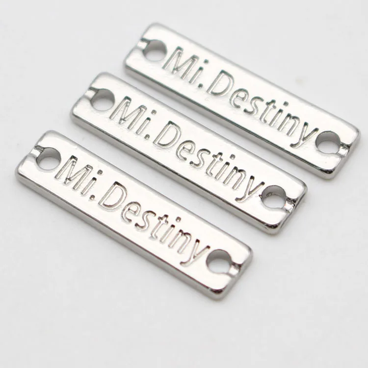 
custom fancy small two hole sewing gold name tag for scarf 