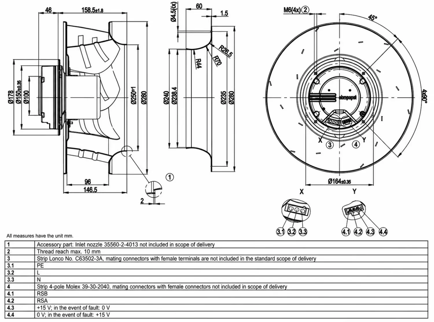 Centrifugal Fan, HVAC, R3G355-AM14-61, 355mm, 230V - detail 10