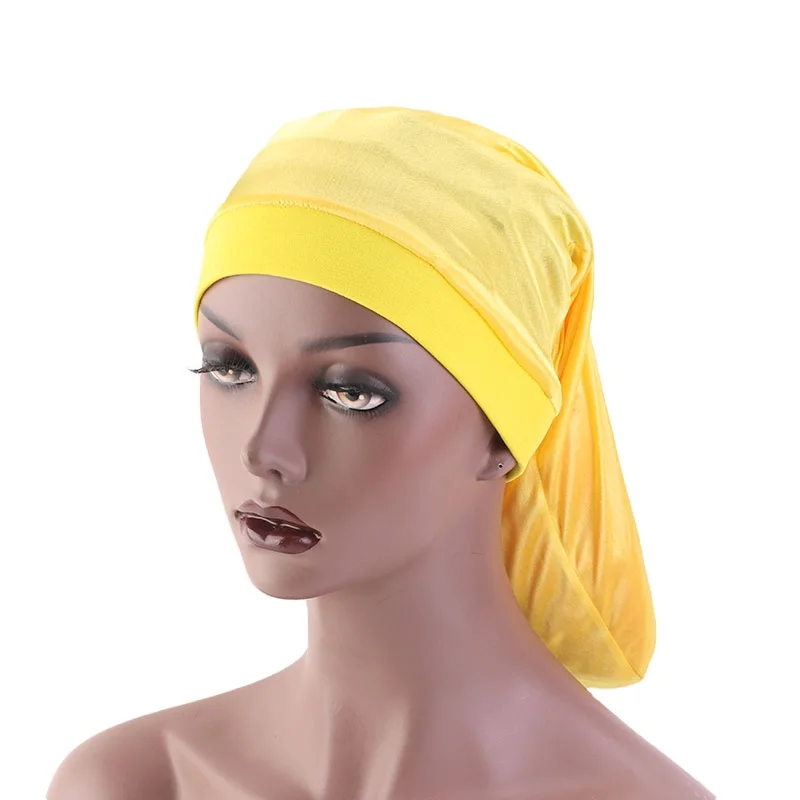 

Wholesale Custom Logo Wide Elastic Band Satin Pocket Bonnet Silky Dreadlock Braids Baggy Cap Silk Bonnets For Women
