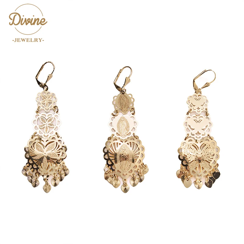 

Divine American popular Jewelry for Womens Gold Plated Virgin Mary Butterfly Earrings
