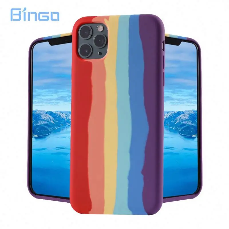

EM Mobile phoone bags Rainbow Silicone Liquid full cover mobile phone case with original logo for iphonexr