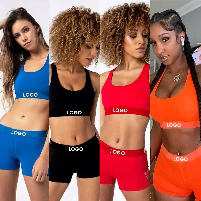 

Hot Sale Two Piece Set Women Clothing Sportswear Booty Shorts 2