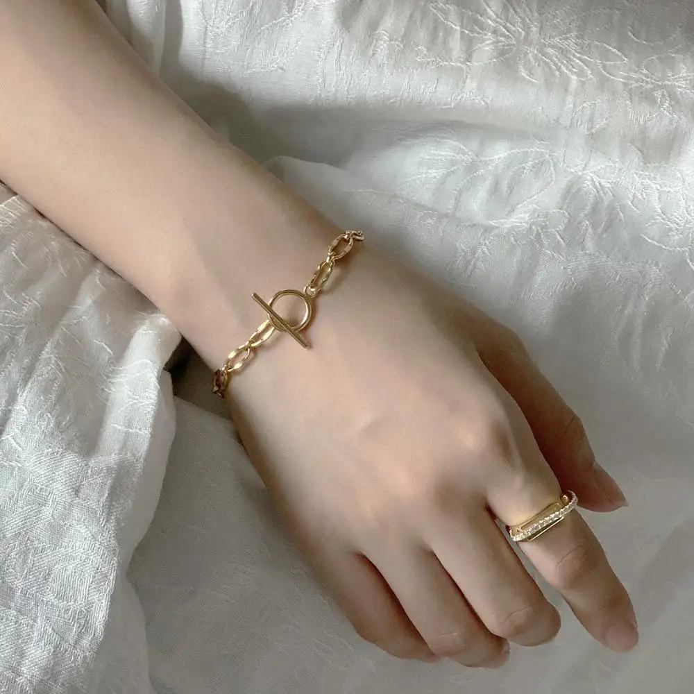 

2020 fashion Korean 925 sterling silver initial gold plated silver bracelet, Like picture