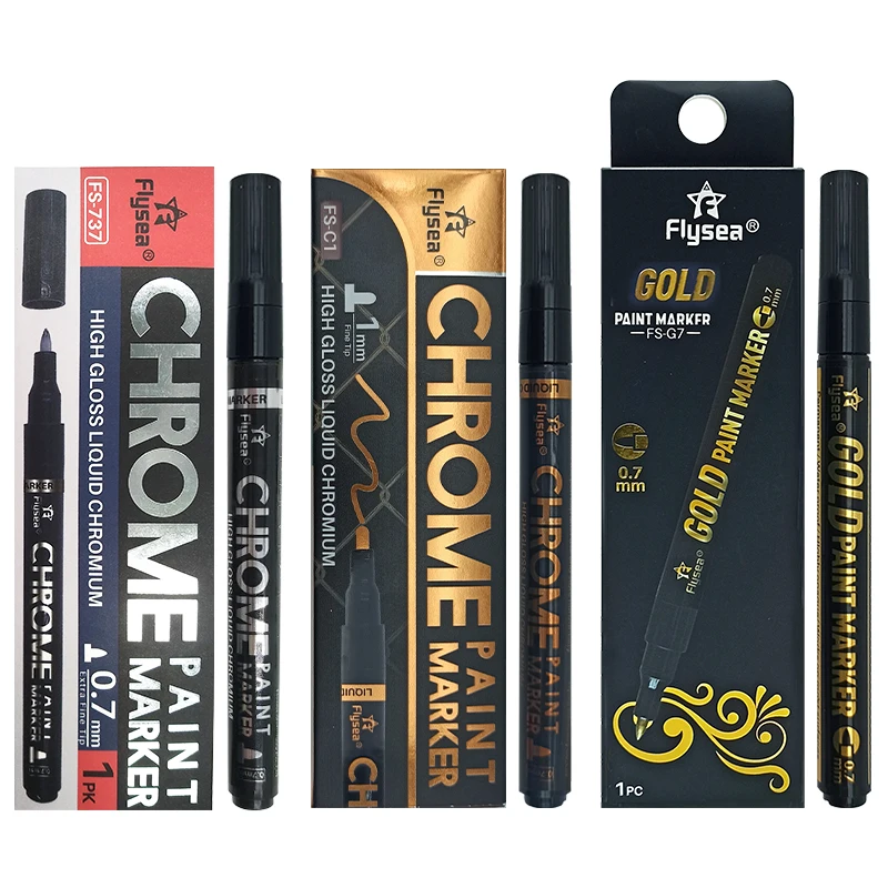 

Hot Selling Chrome Mirror Pen Metal Color Gold Silver Copper Chrome Marker