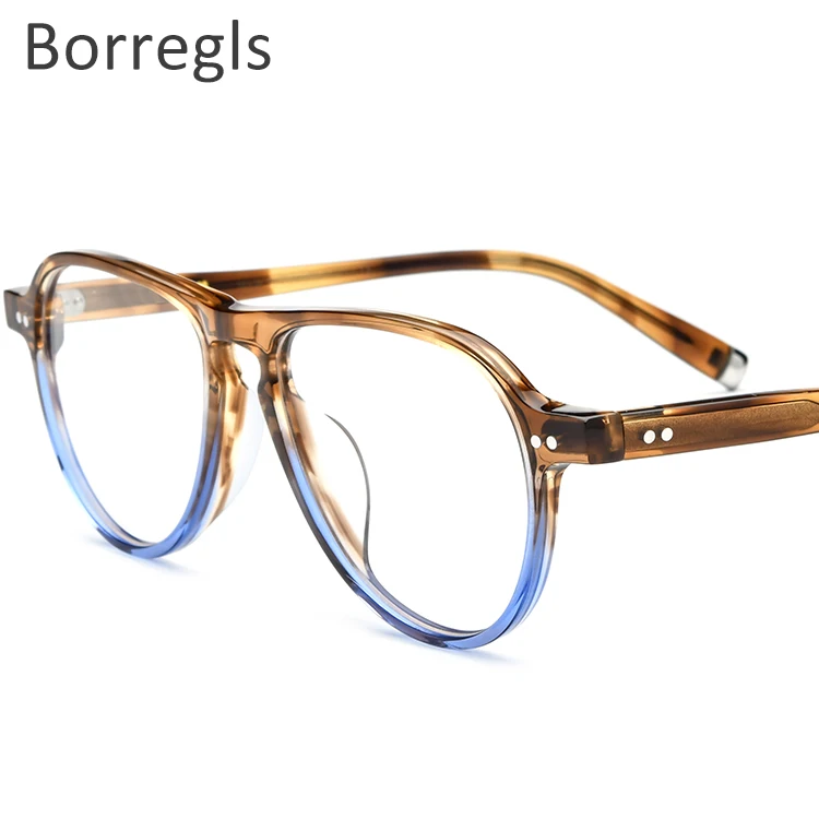 

Borregls Acetate Optical Glasses Frame Men Retro Vintage Pilot Eyeglasses Nerd Women Prescription Spectacle Myopia Eyewear 19129