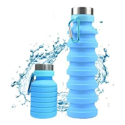 

Portable Insulated Promotional Multi-colored Collapsible Water Bottle With Metal Cover