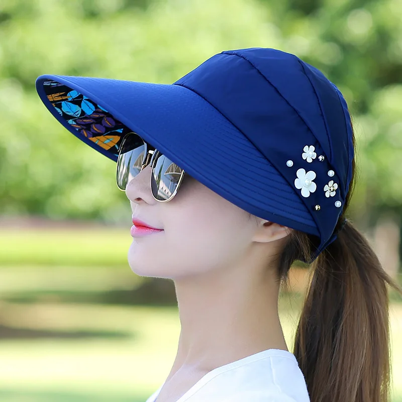 

Hats & Caps Sunhats for women visors fishing hat fisherman beach uv protection black casual summer ponytail broad-bri