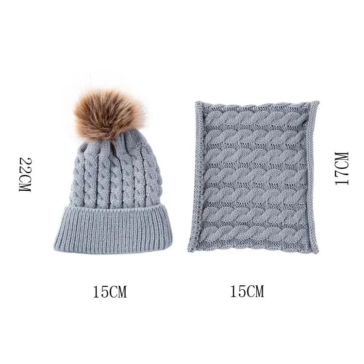 Wholesale cheap custom warm beanie winter cap kids knit winter hat and scarf set
