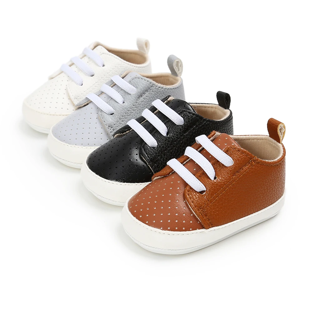 

Wholesale Cheap PU Leather soft rubber sole Outdoor Toddler Casual sport baby shoes boy, Brown, grey, white, black