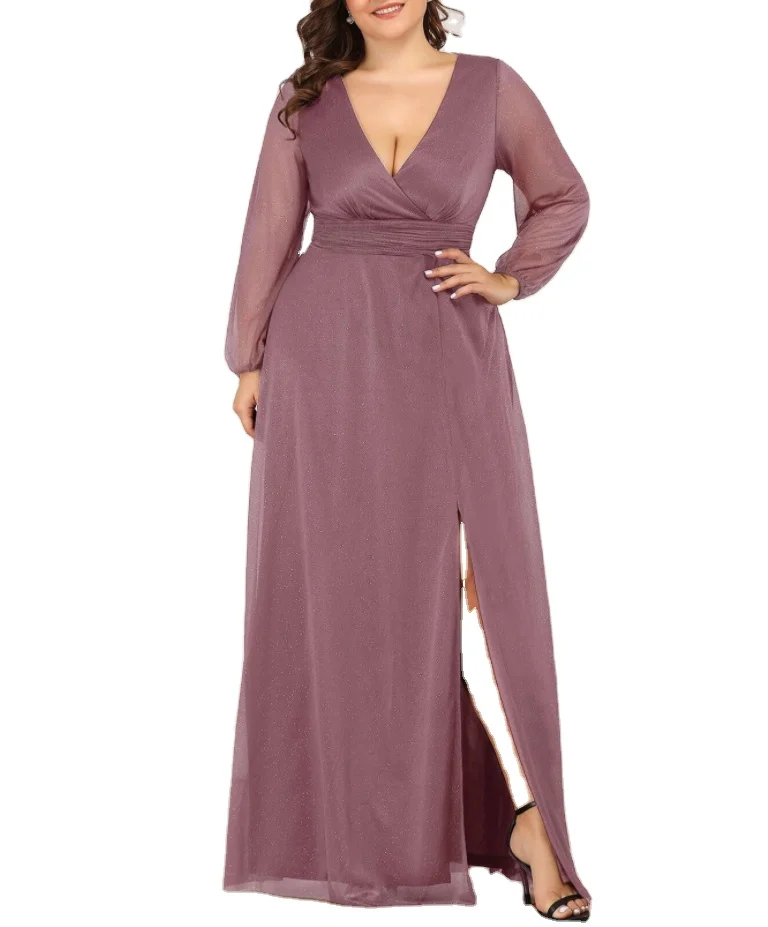 

Women's Sexy Deep V neck Elegant Side Split Maxi Summer Dress
