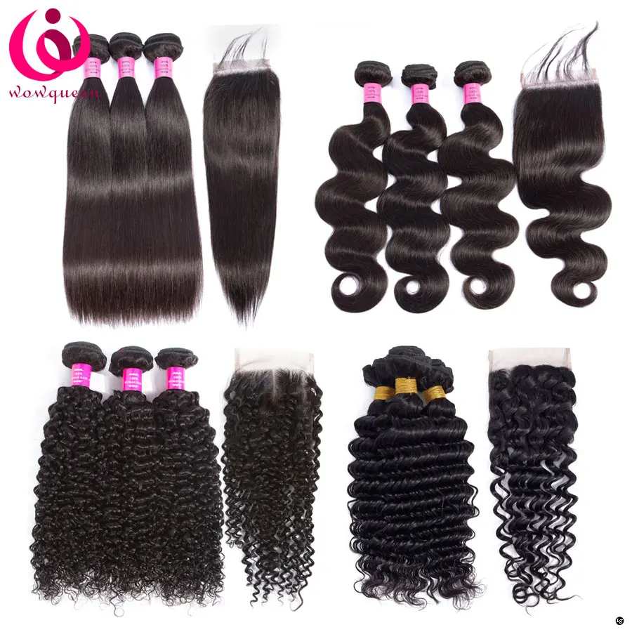 

Good Quality Grade Cheap Brazilian Wholesales 100% Unprocessed Virgin Human Hair Weave Bundle Deals With Closure, Natural black,shiny color in the sun