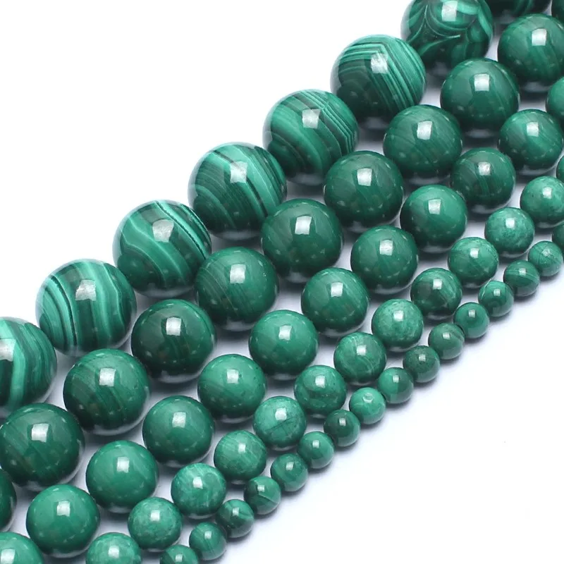 

High Quality 4/6/8/10/12MM Natural Green Malachite Stone Beads For Jewelry Making Bracelet Necklace