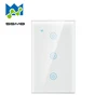 American style home wireless remote control bluetooth wifi 3 way smart Single fire line touch screen wall light switch