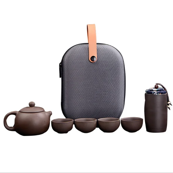 

Oem earthenware purple sand concentric travel portable ceramic 4 cups teapot gifts tea kettle storage pot cup set for tea gift, Customized mini water bottle