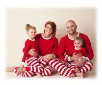 

Striped Red Christmas Pajamas for Men Women and Children Family Sleepwear